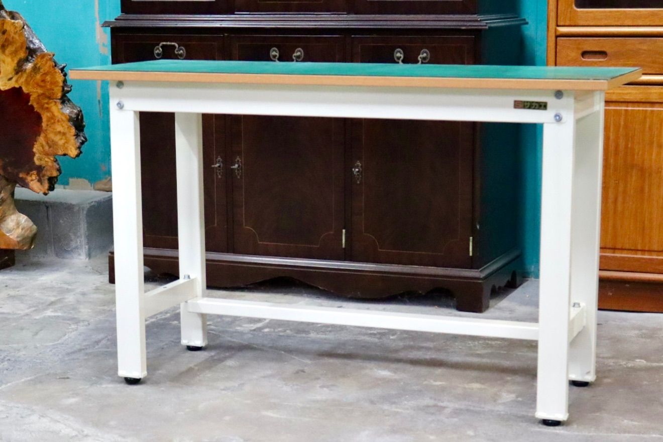 GMIK477○サカエ 軽量作業台 作業机 作業用テーブル デスク 工作台 検査台 検品台 グリーン シンプル スチール サカエリューム天板 国産家具