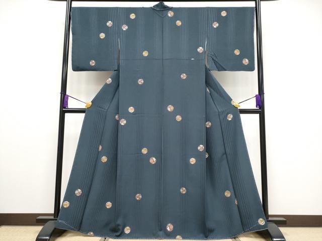 平和屋着物 上 小紋 兎花丸文 金彩 鉄御納戸色地 ♥ CYAA3211s5