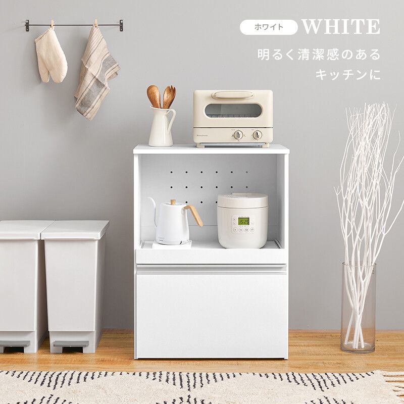 ホワイト木製食器棚・キッチンカウンター