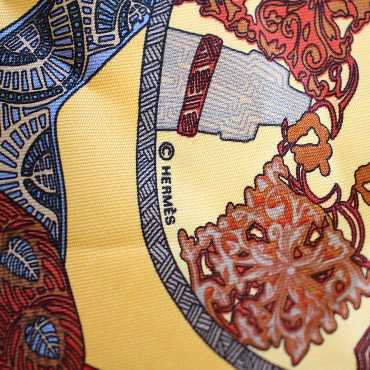 HERMES エルメス カレ 45 ガヴロッシュ スカーフ ステップ美術 シルク