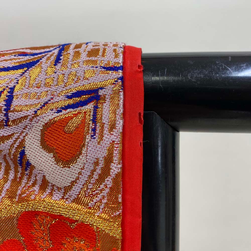 色打掛 正絹 鶴 刺繍 金 赤 打掛 Mサイズ 裄66 花嫁衣裳 婚礼