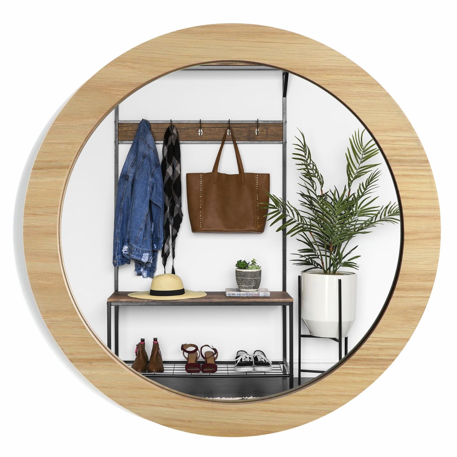 新品 壁掛けミラー天然木丸型ミラー ウォールミラーモダン和室 円形 直径50cm 新品 壁掛けミラー天然木丸型ミラー ウォールミラーモダン和室 円形