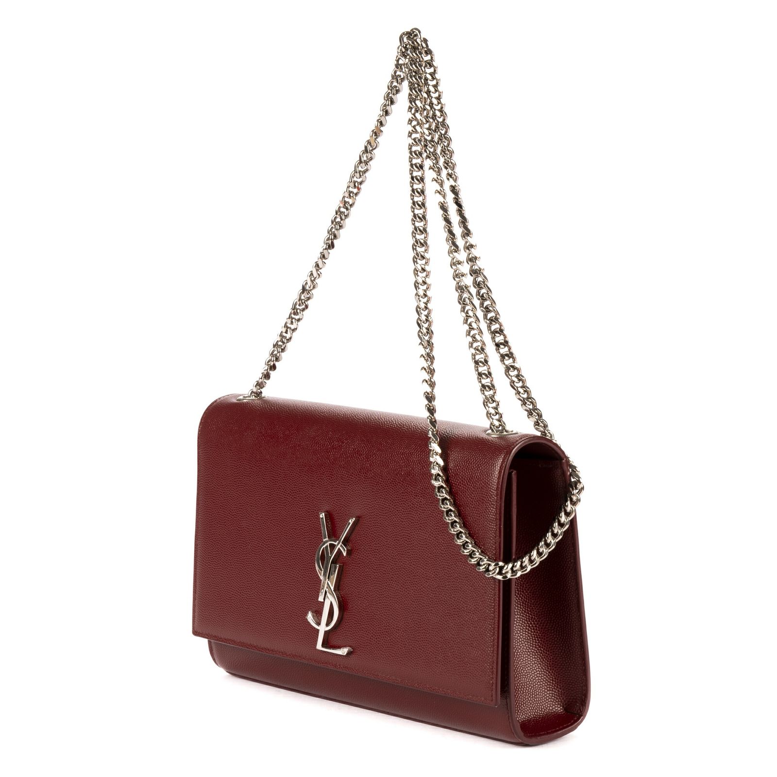 YVES SAINT LAURENT イヴサンローランケイトマルーンマトラッセ グレイン ドゥ プードル レザーA