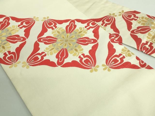 平和屋着物 上 洛風林 工芸帯地 九寸名古屋帯 花菱文 金銀糸 DZAA9530kh5