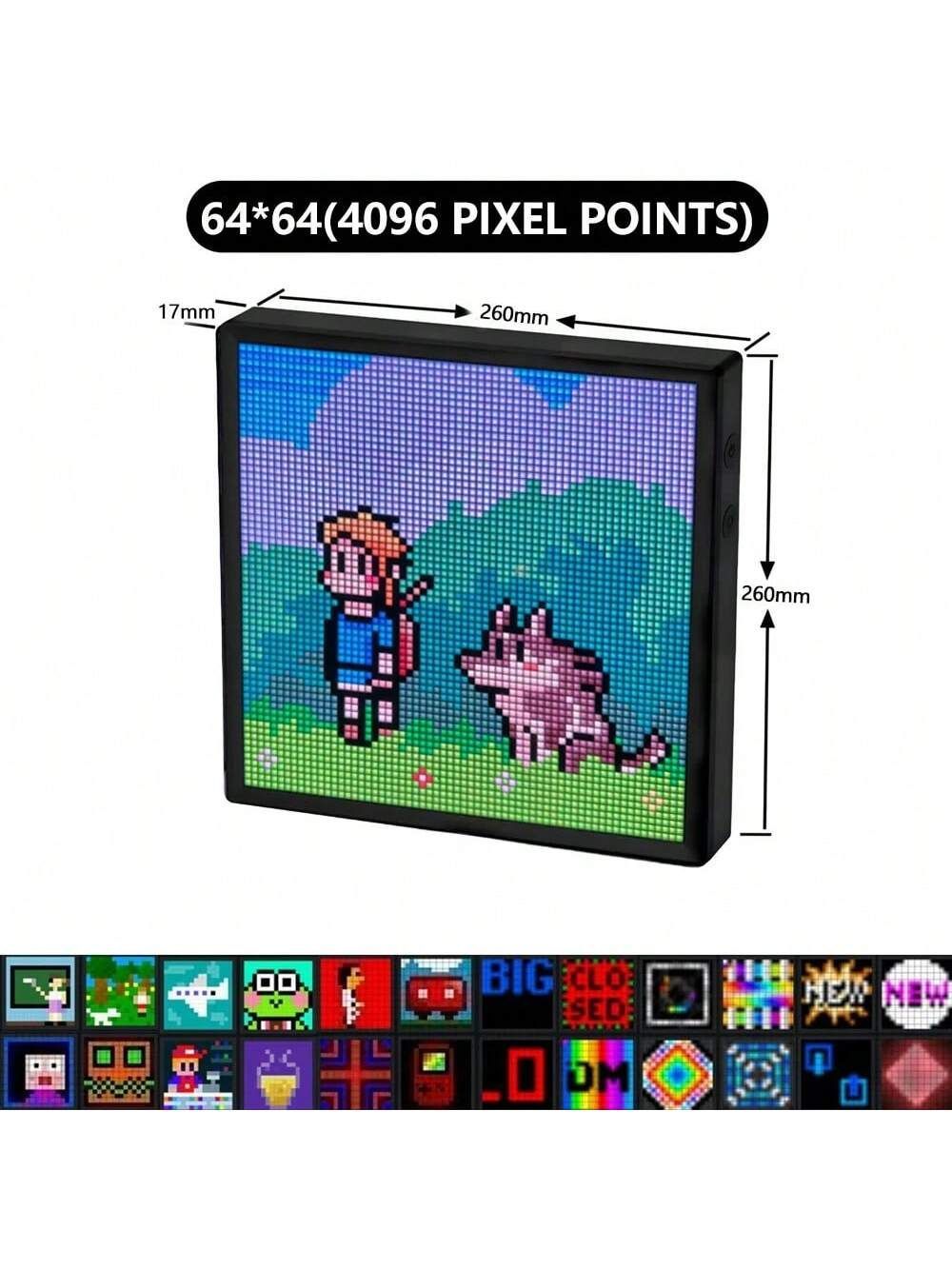 32*32ピクセルデイスプレイフレーム - スマートデジタルアートフレーム Bluetoothアプリ制御対応、32x32解像度、カスタマイズ可能なドット アートスクリーン、アプリ接続機能 - ホームデコレーションやゲームルームに最適 32*32ピクセルデイスプレイフレーム - スマート ...