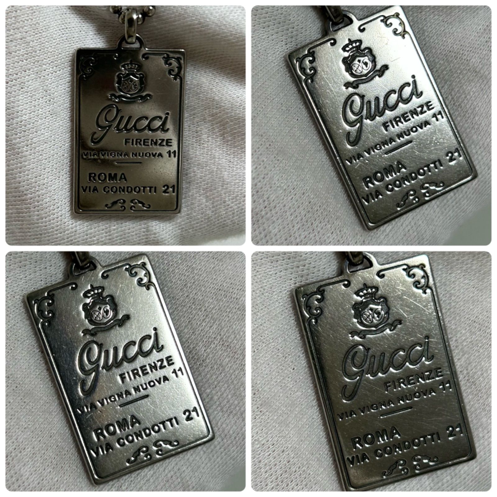 グッチ 希少 FIRENZE プレート ロング ボール Chain ネックレス AG925