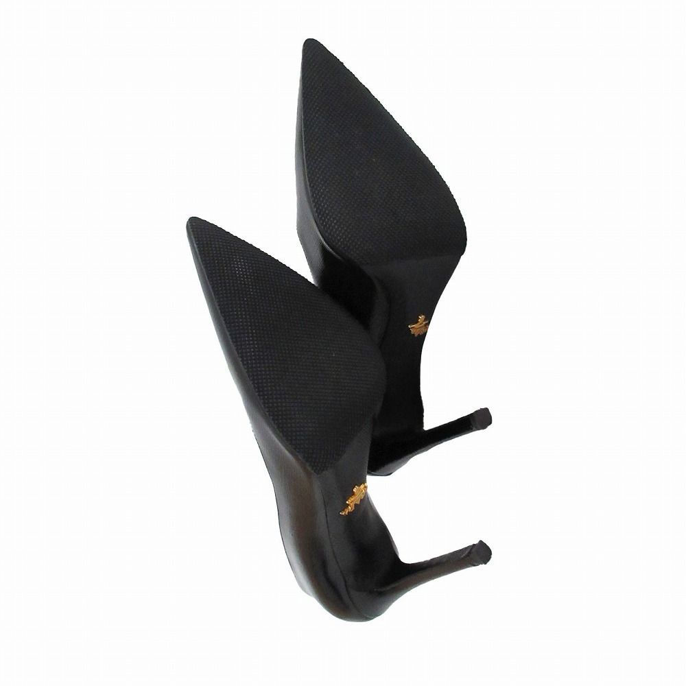 【美品】PRADA プラダ パテント レザー ピンヒール パンプス 黒 24cm PRADA プラダ サフィアーノ パテントレザー ポインテッドトゥ