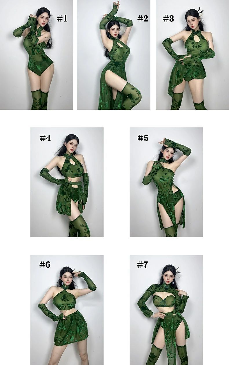 緑 ジャズダンス衣装 セットアップ レディース セクシー DS演出
