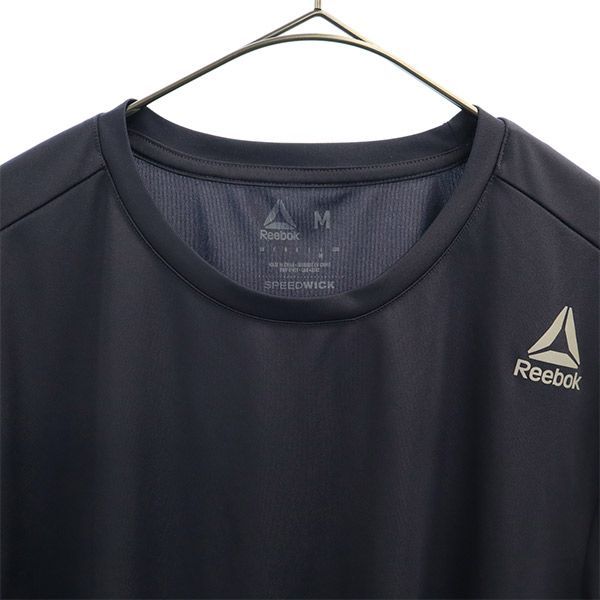 リーボック ロゴプリント 半袖 Tシャツ M 紺 Reebok メンズ 【中古