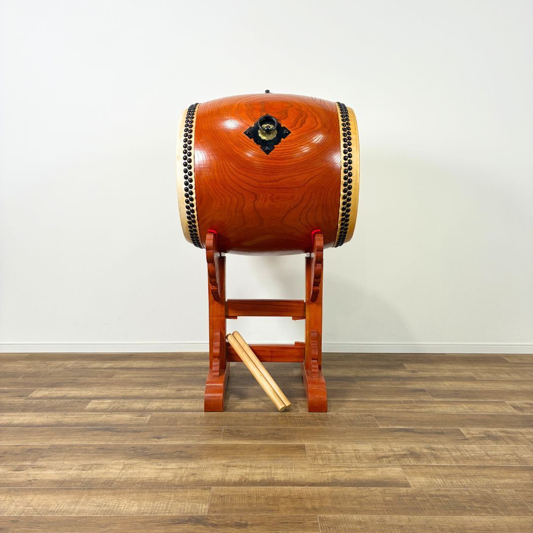 長胴太鼓 2尺 耳無し 台座あり バチ付