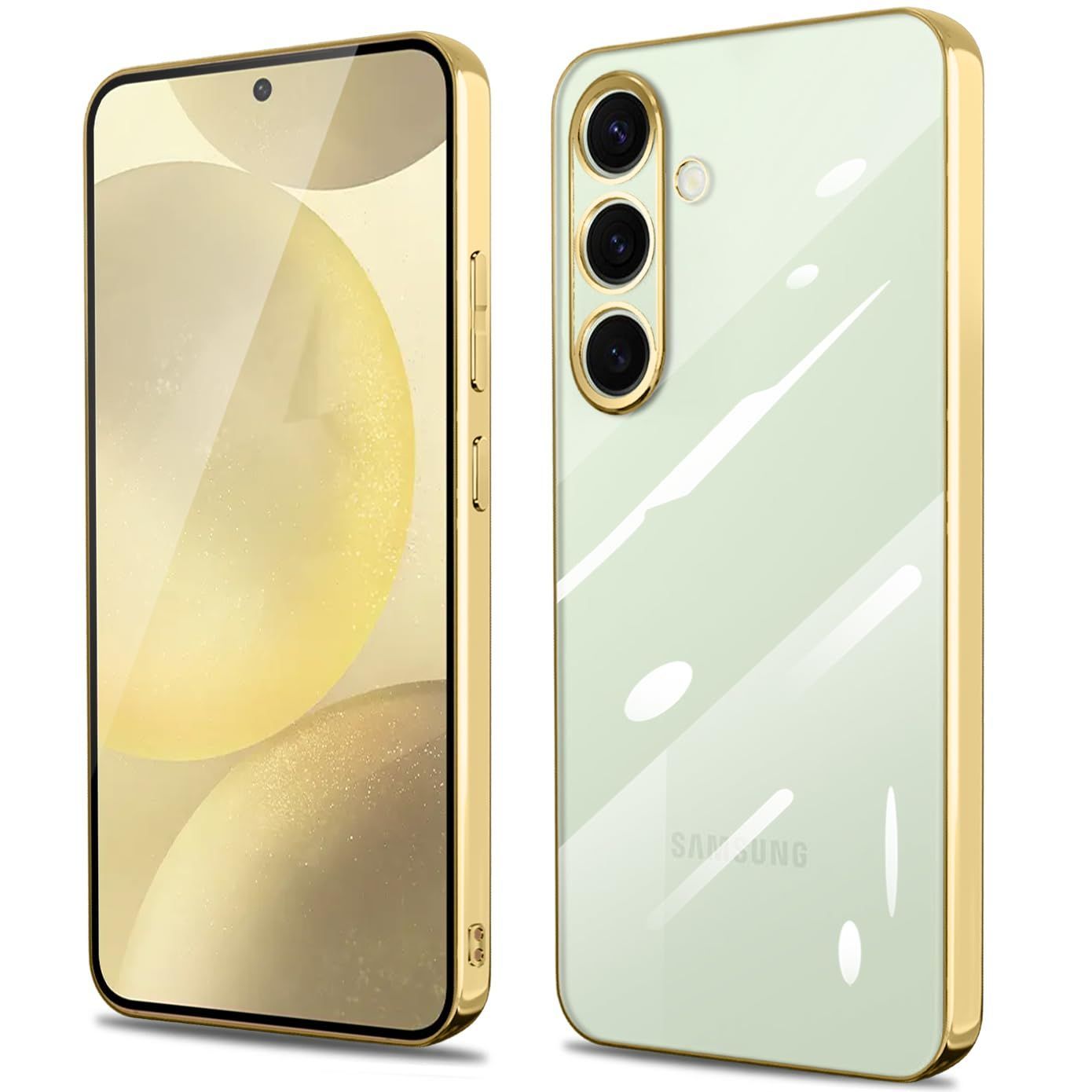 SCG25 カバー 透明 SC-51E 耐衝撃 軽量 ギャラクシーs24 薄型 tpu 金 背面クリア クリア 金縁 メッキ加工 ケース スマホケース ソフト S24 ストラップホール付き ワイヤレス充電対応(galaxyS24 Galaxy ゴ