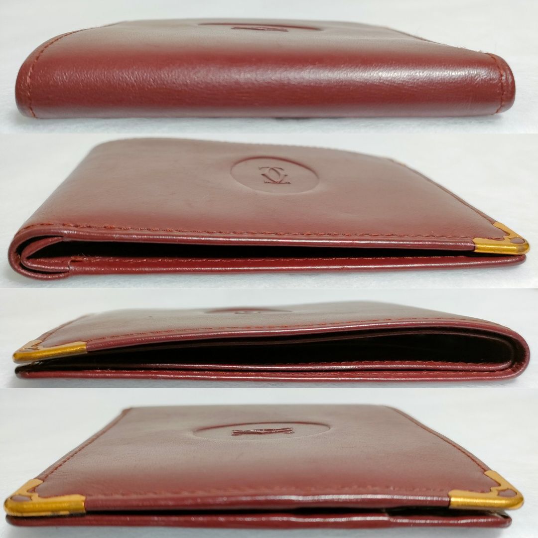 □美品 カルティエ 財布 二つ折り マストライン レザー ボルドー