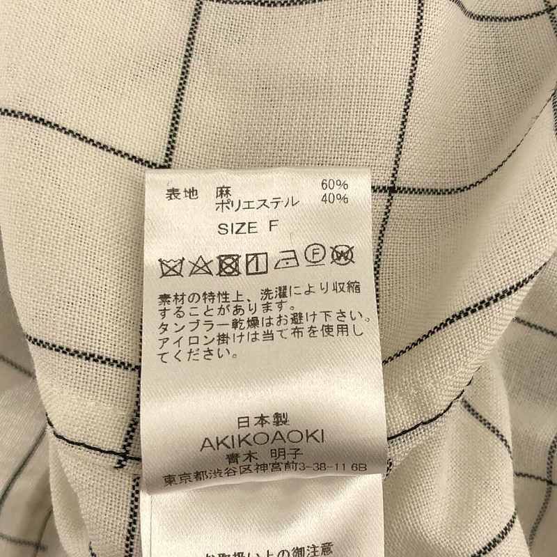 AKIKOAOKI / アキコアオキ | 2021SS | リネン サイドリボン バルーンスリーブトップス | F | オフホワイト/ブラック | レディース AKIKOAOKI / アキコアオキ | 2021SS | リネン サイドリボン バルーン