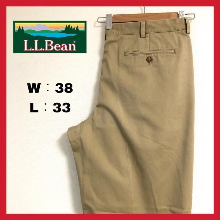 90s 古着 エルエルビーン チノパン タック ベージュ W38 L33