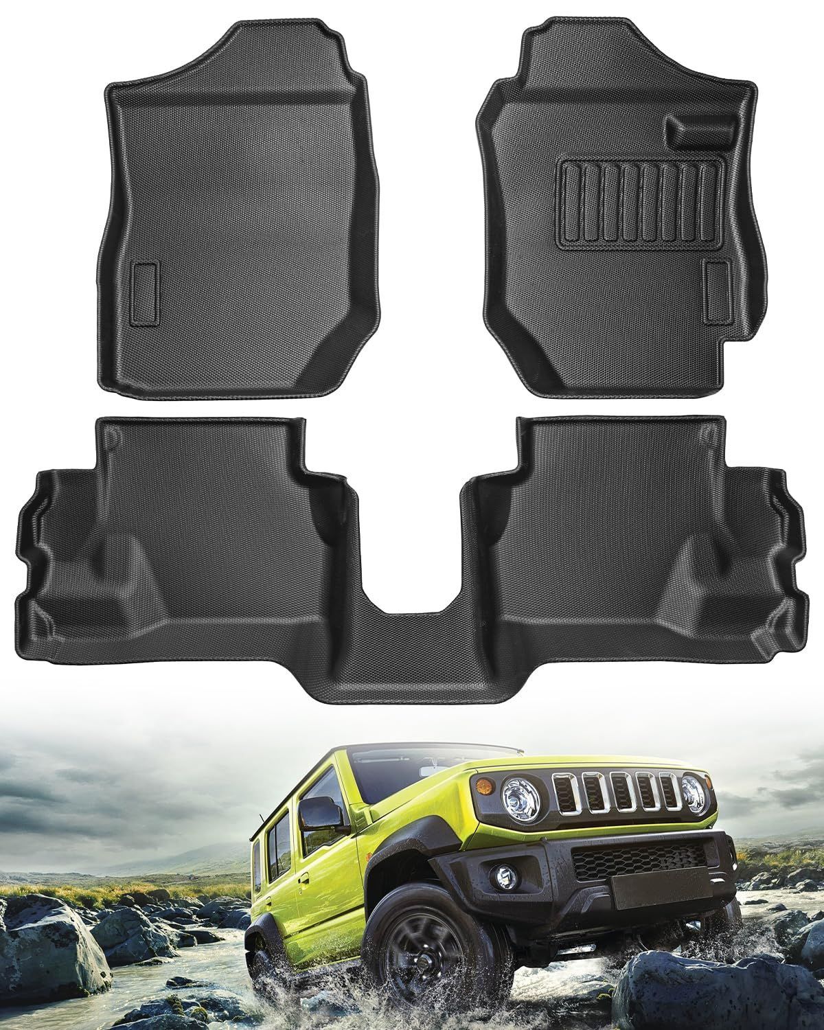 Hawjog スズキ ジムニー JB64型 ジムニーシエラ JB74型 MT車 3Dフロアマット TPE素材 防水 耐汚れ 耐摩擦 完全車種 設計 フロント-リア 3枚セット 2018年7月～現行