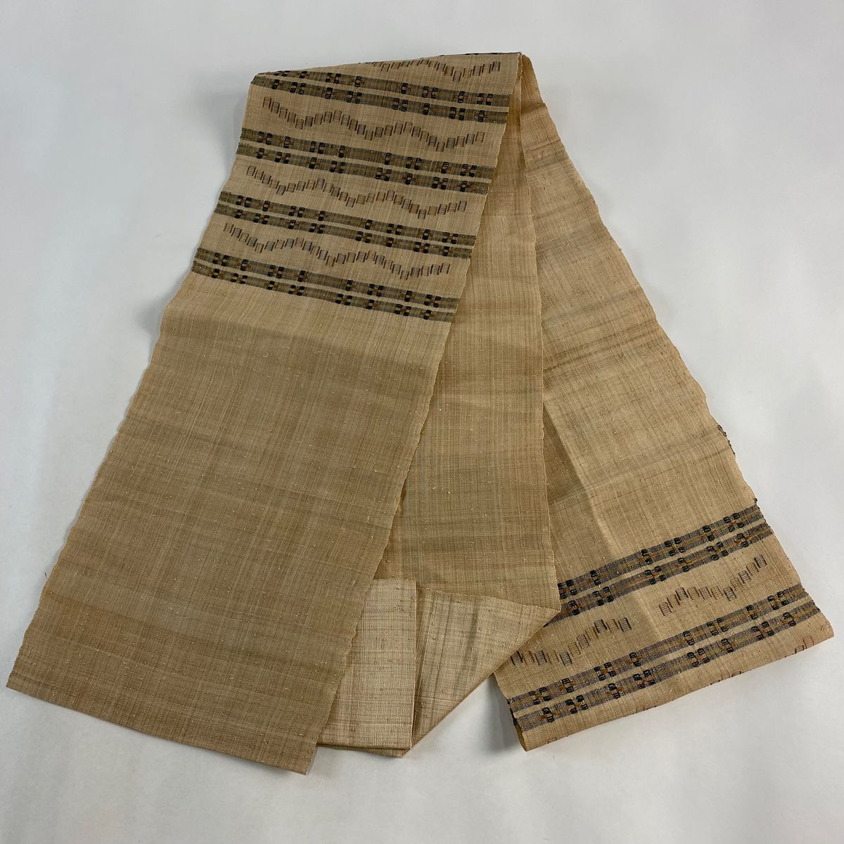 平和屋本店□極上 本藍 九寸名古屋帯 紬地 菱吉祥文 逸品 未使用