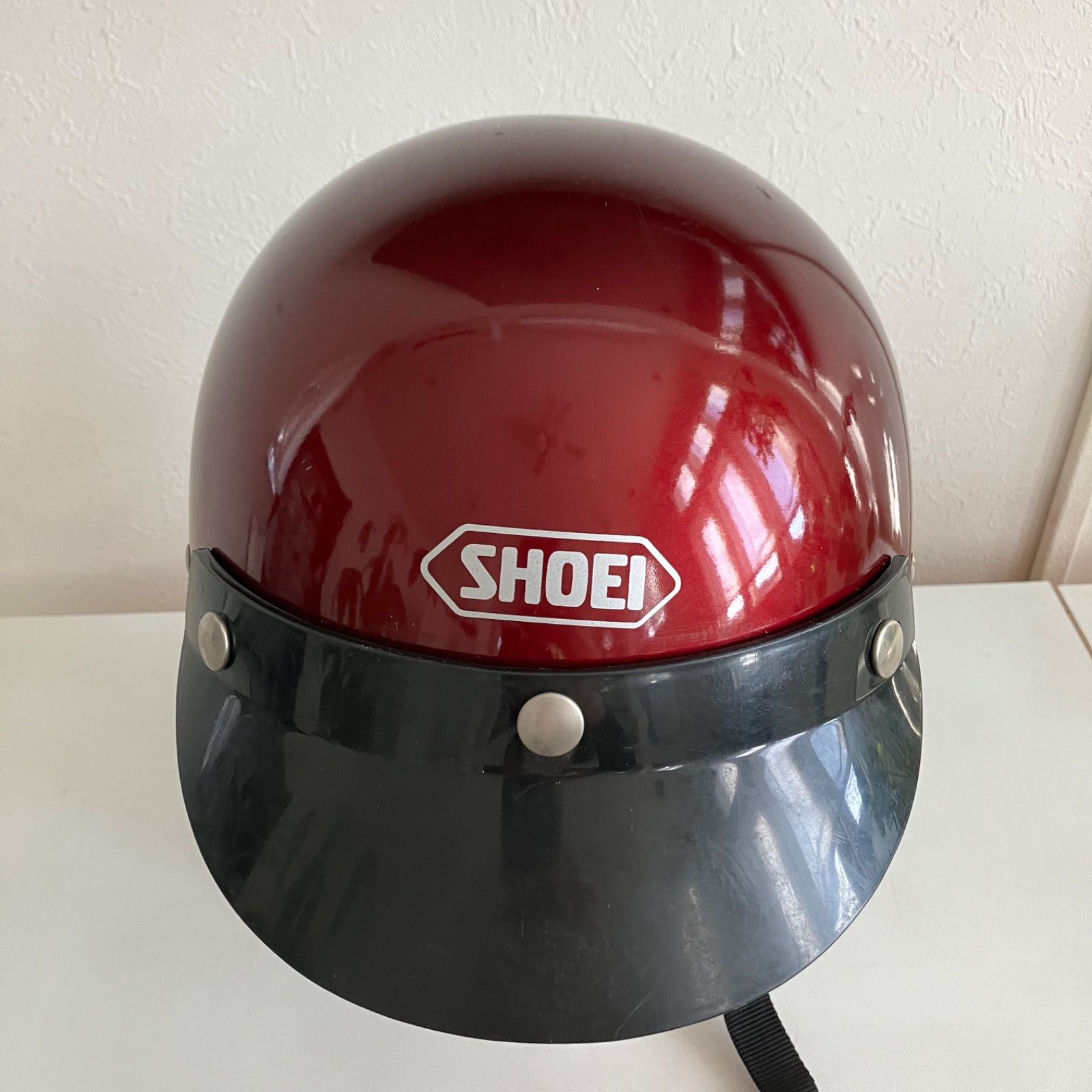 SHOEI☆80年代 ビンテージヘルメット ハーフヘルメット アンティーク 当時物 ハーレー 旧車 パン SR あづき色 ショウエイ 半帽 革  Sサイズ - メルカリ