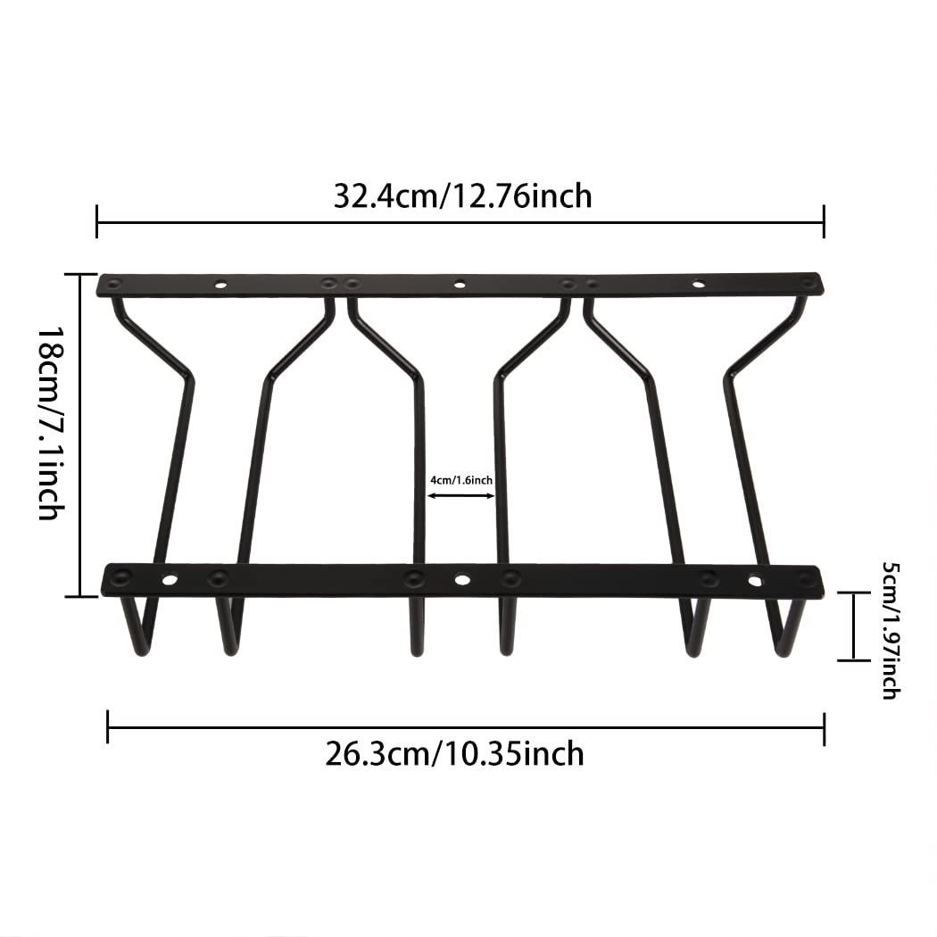 数量 Dianoo 18 cm ブラックワイングラスラック キャビネット下 吊り下げ脚付きグラスホルダー バーダイニングルーム用 3列