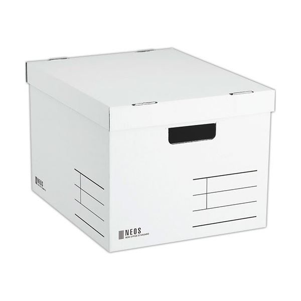(まとめ) コクヨ 収納ボックス（NEOS）Lサイズ フタ付き ホワイト A4-NELB-W 1個 【×10セット】