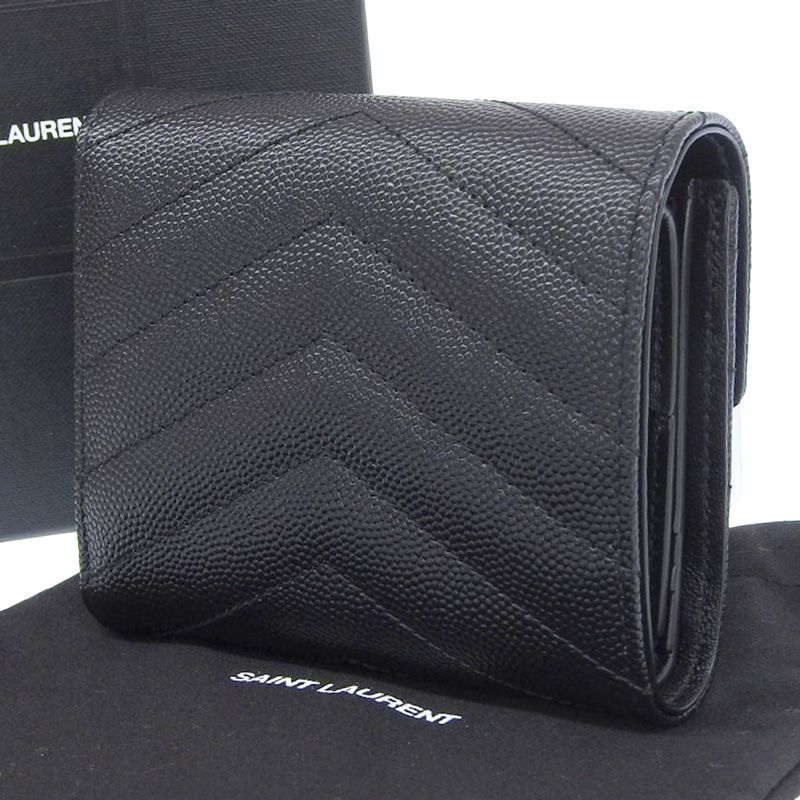 サンローラン SAINT LAURENT Vステッチ コンパクトウォレット 三つ折り