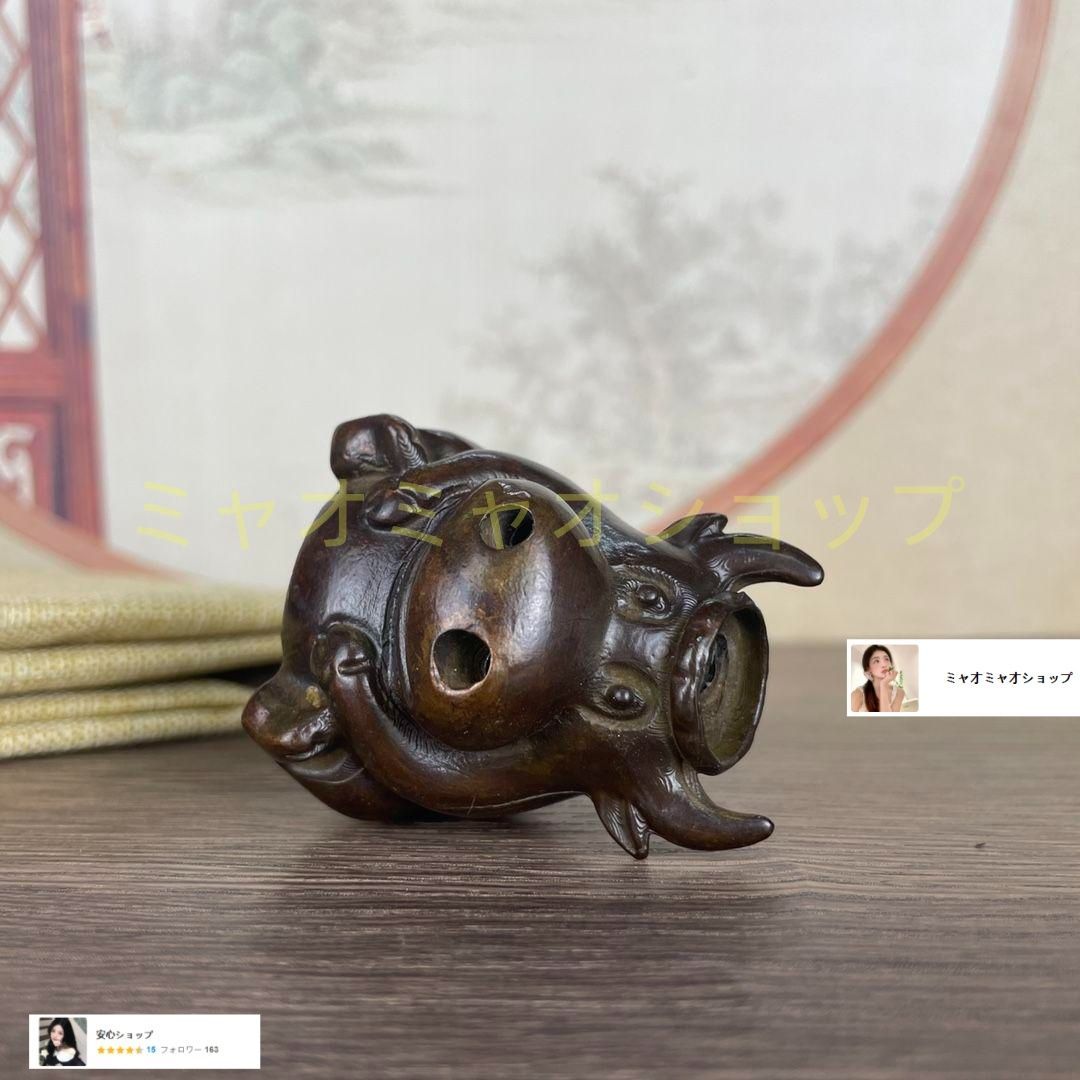 銅製 牛気沖天倒流香 旺市牛 茶台薫香炉 香道具 工芸品 置物