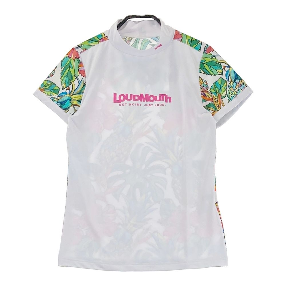 サイズ M LOUD MOUTH ラウドマウス ハイネック半袖Tシャツ サッカー トロピカルパイン柄 ホワイト系 240101537331 ゴルフウェア レディース ストスト