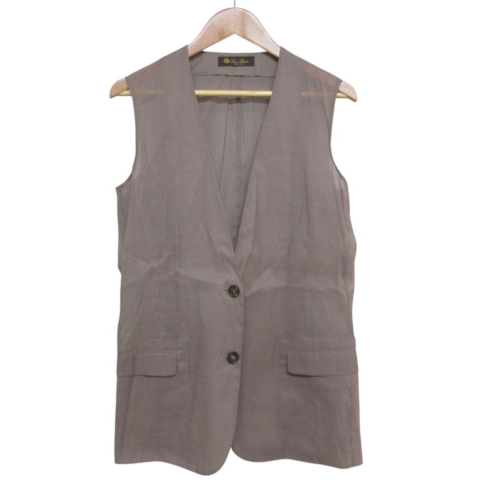 美品 Loro Piana ロロピアーナ コットンシルク シアージャケット ベスト ノースリーブトップス 3点セット 42 モカ レディース 古着 中古 美品 Loro Piana ロロピアーナ コットンシルク シアージャケット