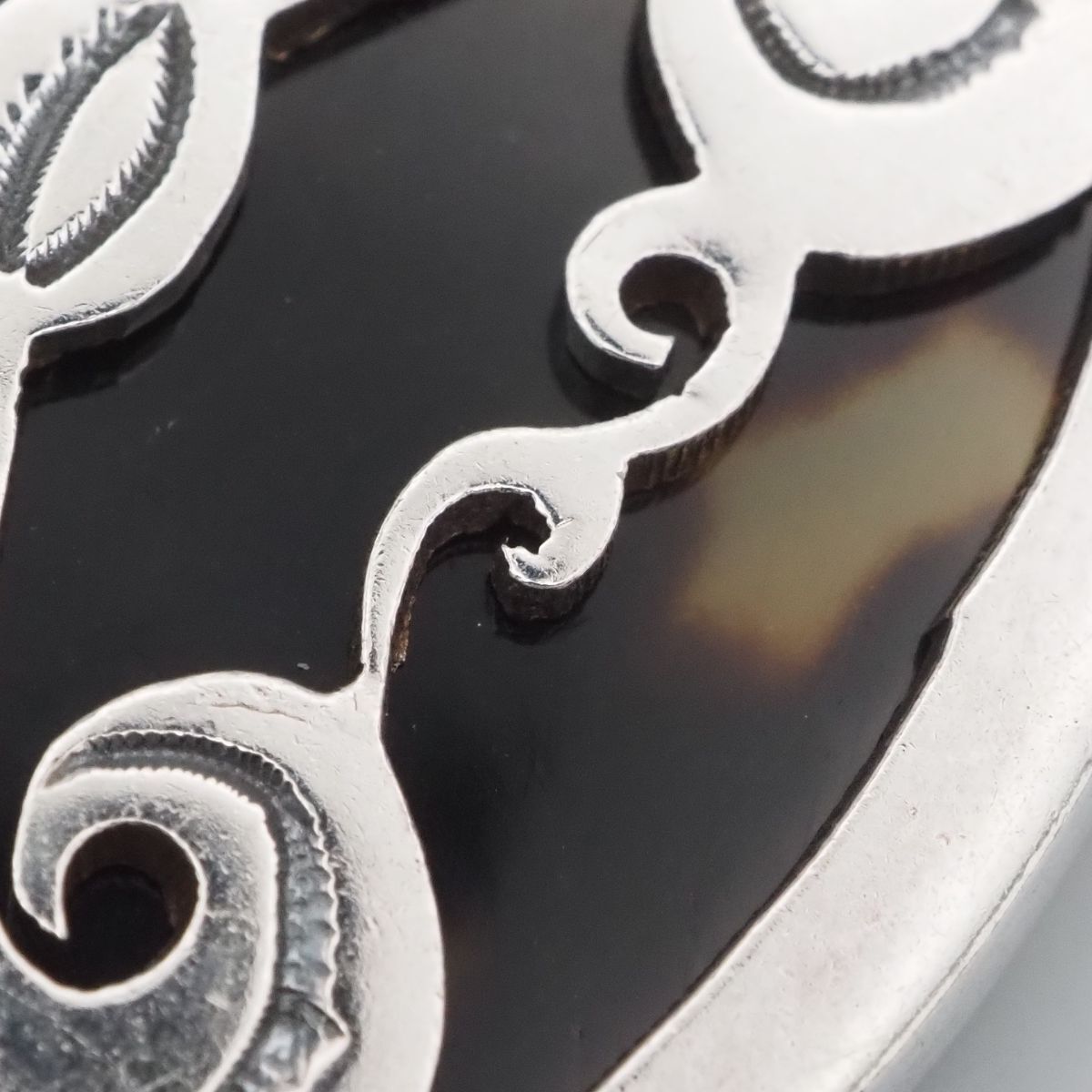 F124 鼈甲 べっ甲 925刻印 ペンダント トップ シルバー チャーム ヘッド ヴィンテージ FORTGASGNV_COM_BR