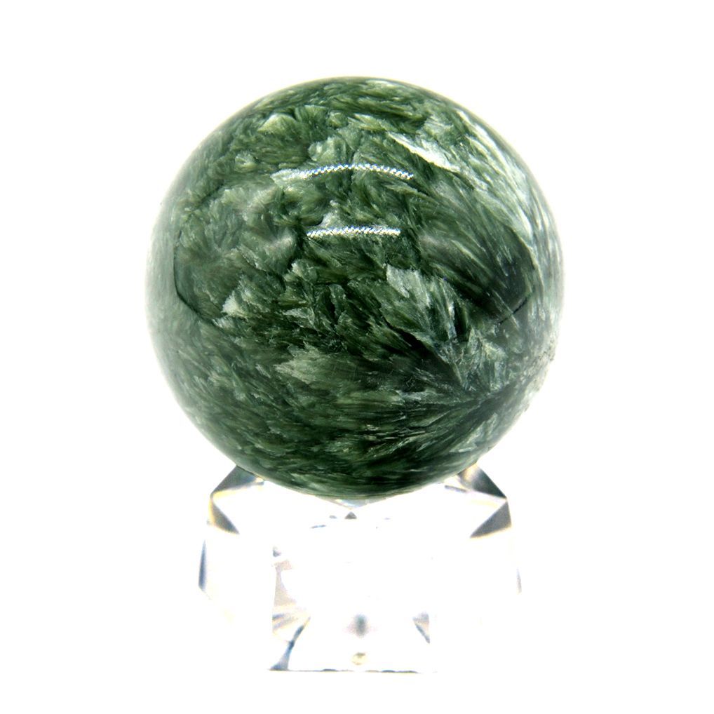 セラフィナイト 40mm丸玉 台座付き[NO.1] ☆パワーストーン 人気