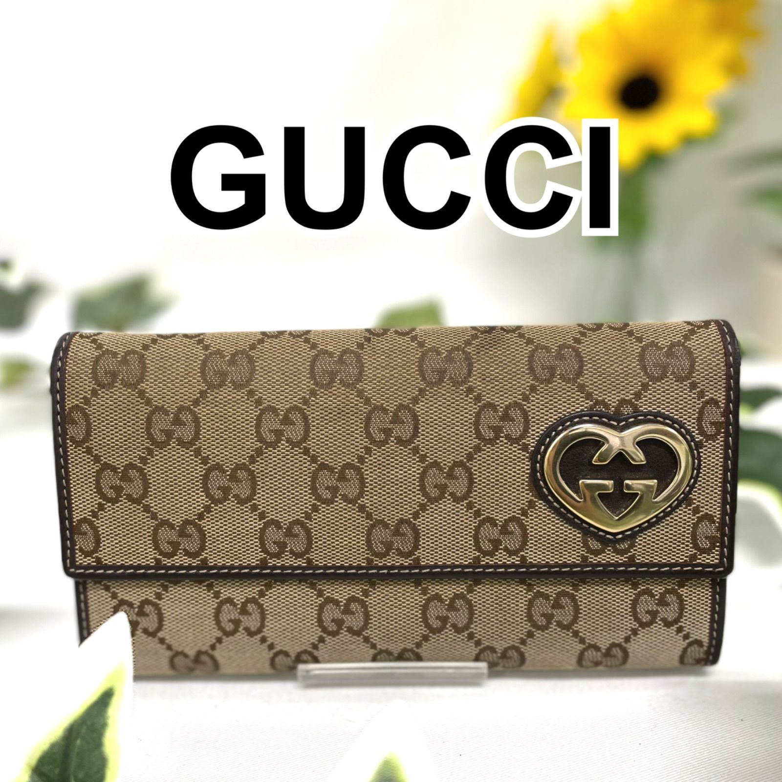 GUCCI グッチ GGキャンバス 長財布 ラブリー ハート ブラウン 251861