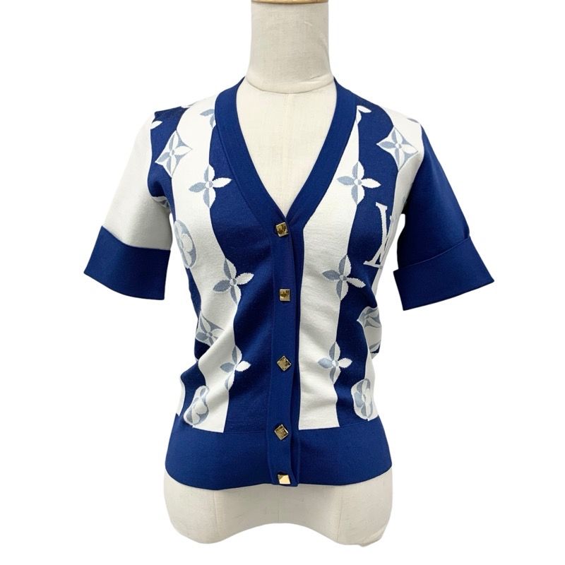 LOUIS VUITTON ホワイト 半袖ポロシャツ(カーディガン) LOUIS VUITTON ルイヴィトン 24AW ジャンボ モノグラム クルー