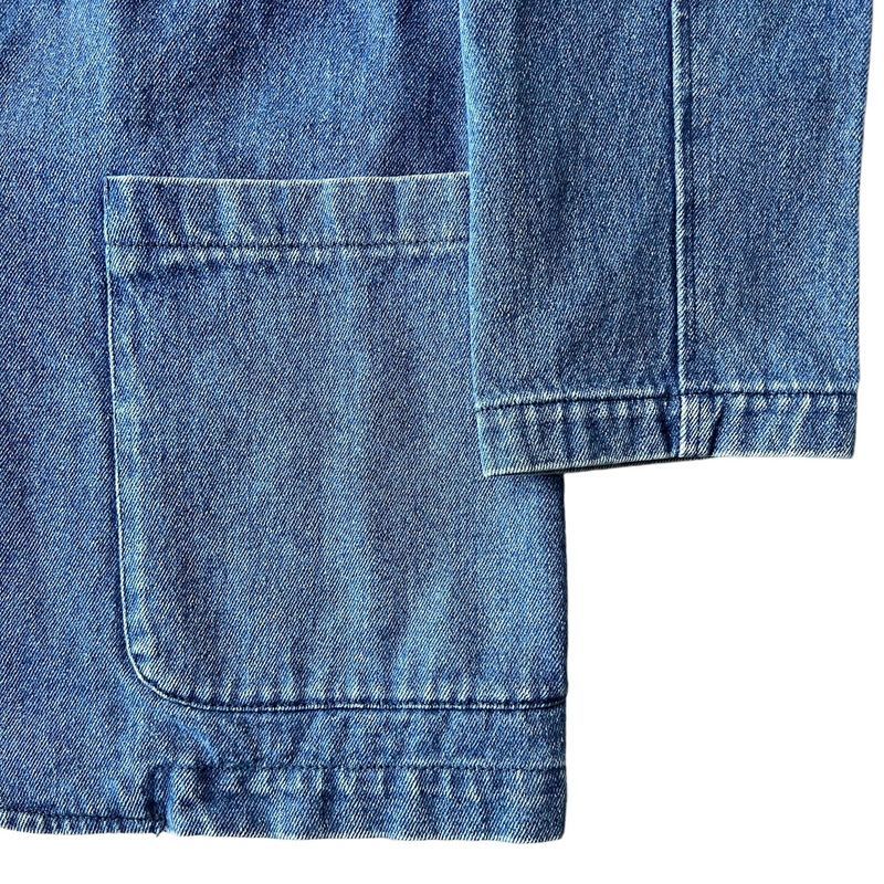 80s 黒タグ Eddie Bauer デニム テーラード ジャケット 80s eddie bauerエディーバウアーデニムテーラードジャケット黒