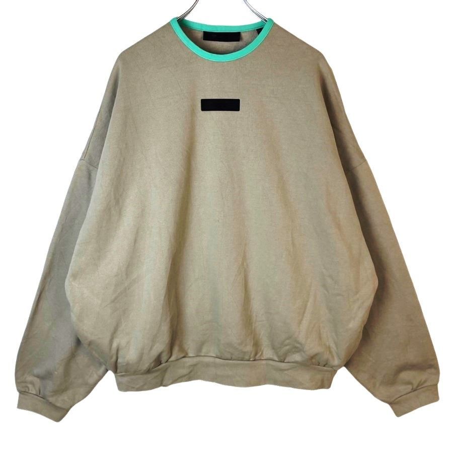 フィアオブゴッドエッセンシャルズfear of god essentialsポケット付きスウェットトレーナーロゴラバーワッペンワンポイント水色ライトブルーベージュvintageヴィンテージ40919