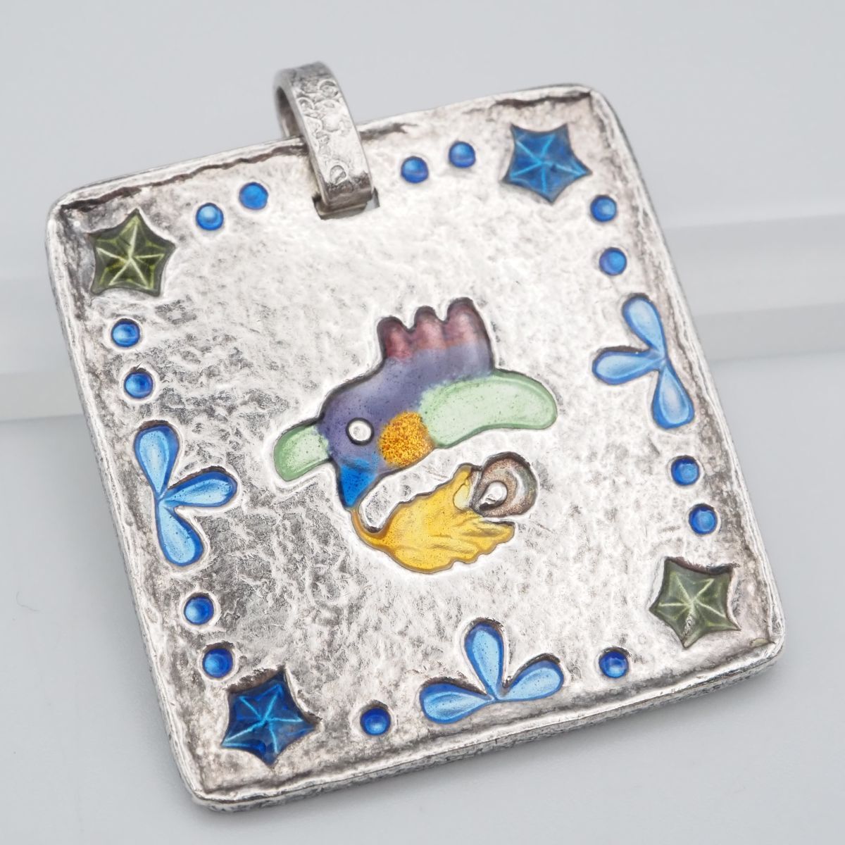 鶴岡鉦次郎 純銀 七宝焼 ネックレス F194 七宝焼 作家物 鶴岡鉦次郎作