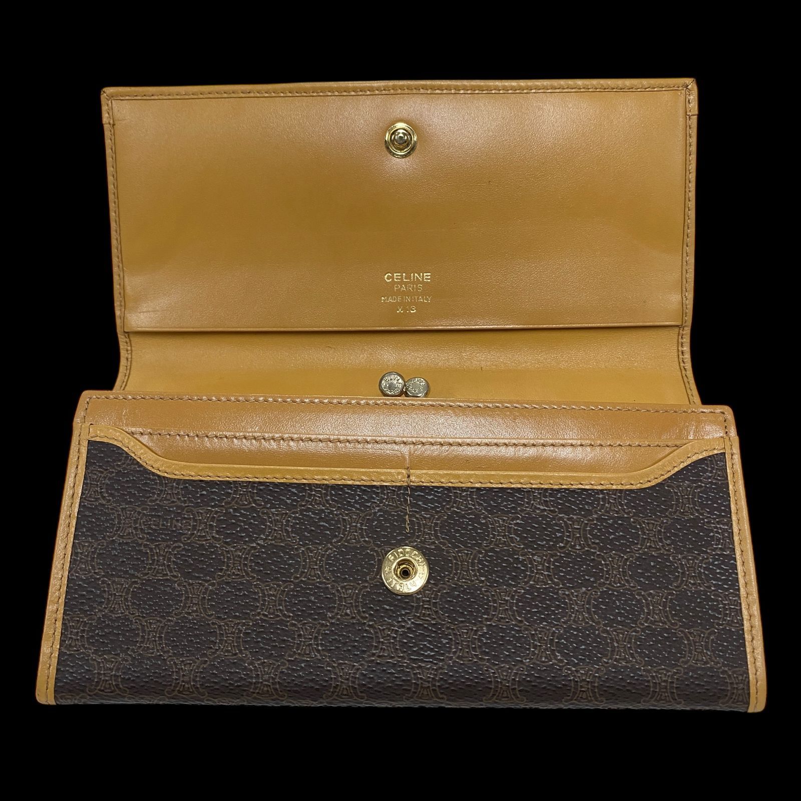 美品 CELINE セリーヌ マカダム 長財布 ウォレット M13 トリオンフ金具 