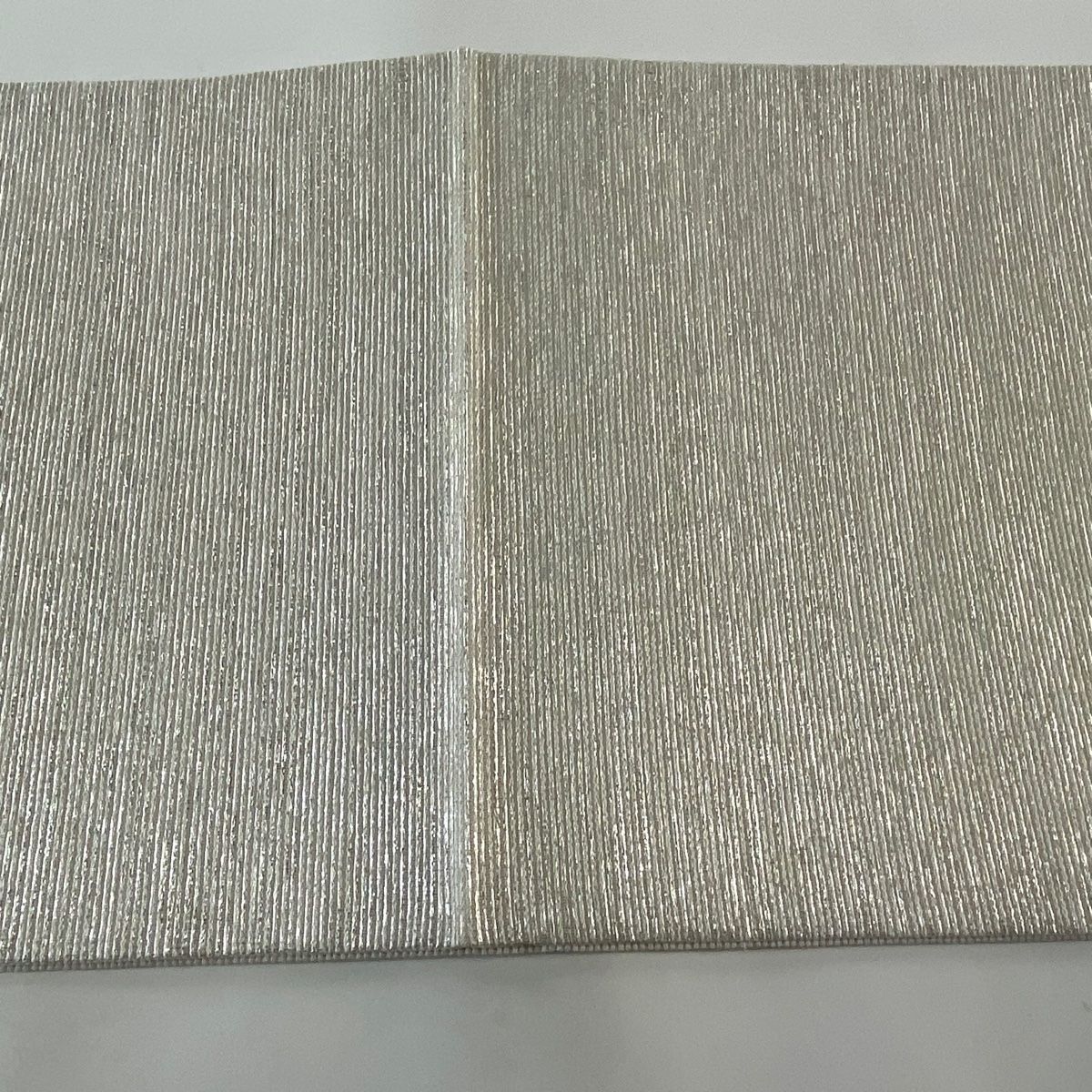 袋帯 美品 秀品 夏帯 絽 菱 霞 箔 灰白 お太鼓柄 正絹 【中古