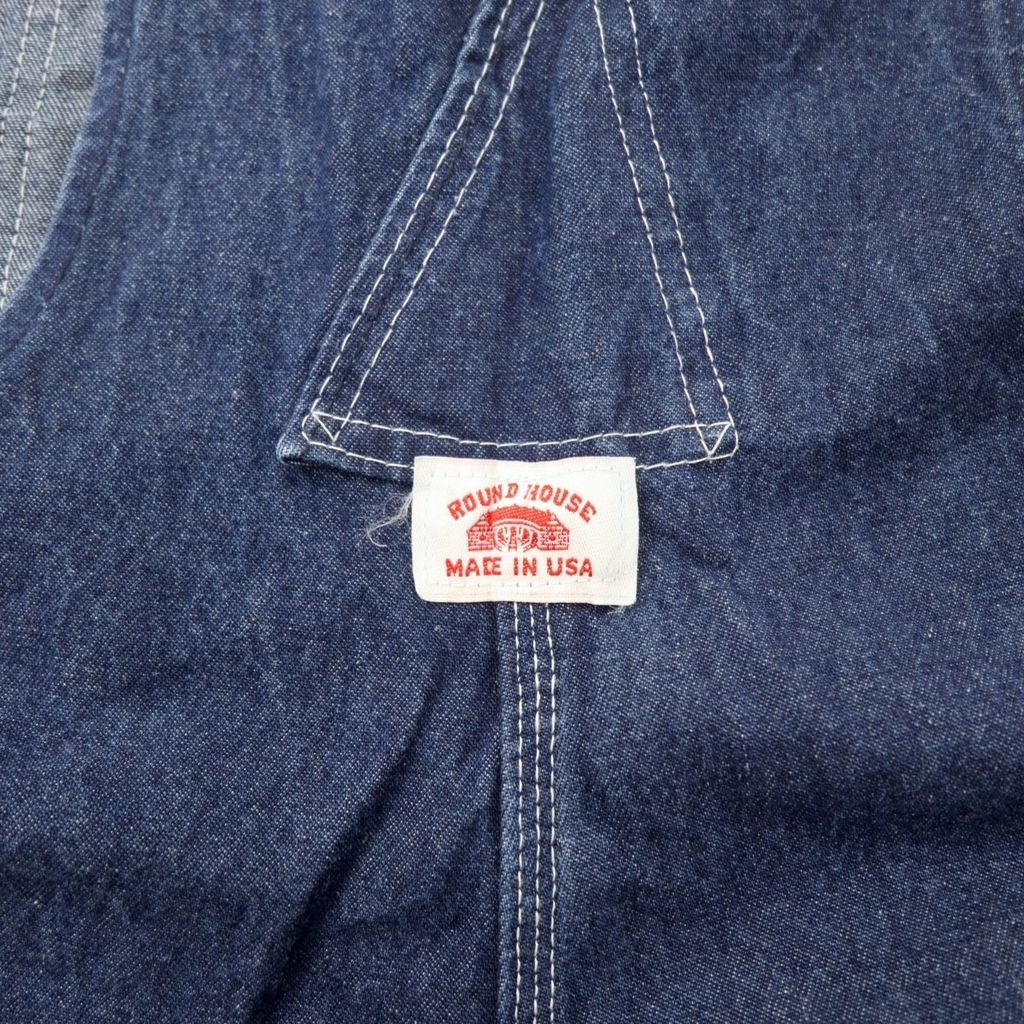 USA製 90年代 ROUND HOUSE デニム オーバーオール L ブルー USA Made 90's ROUND HOUSE Denim Overalls L Blue Cotton