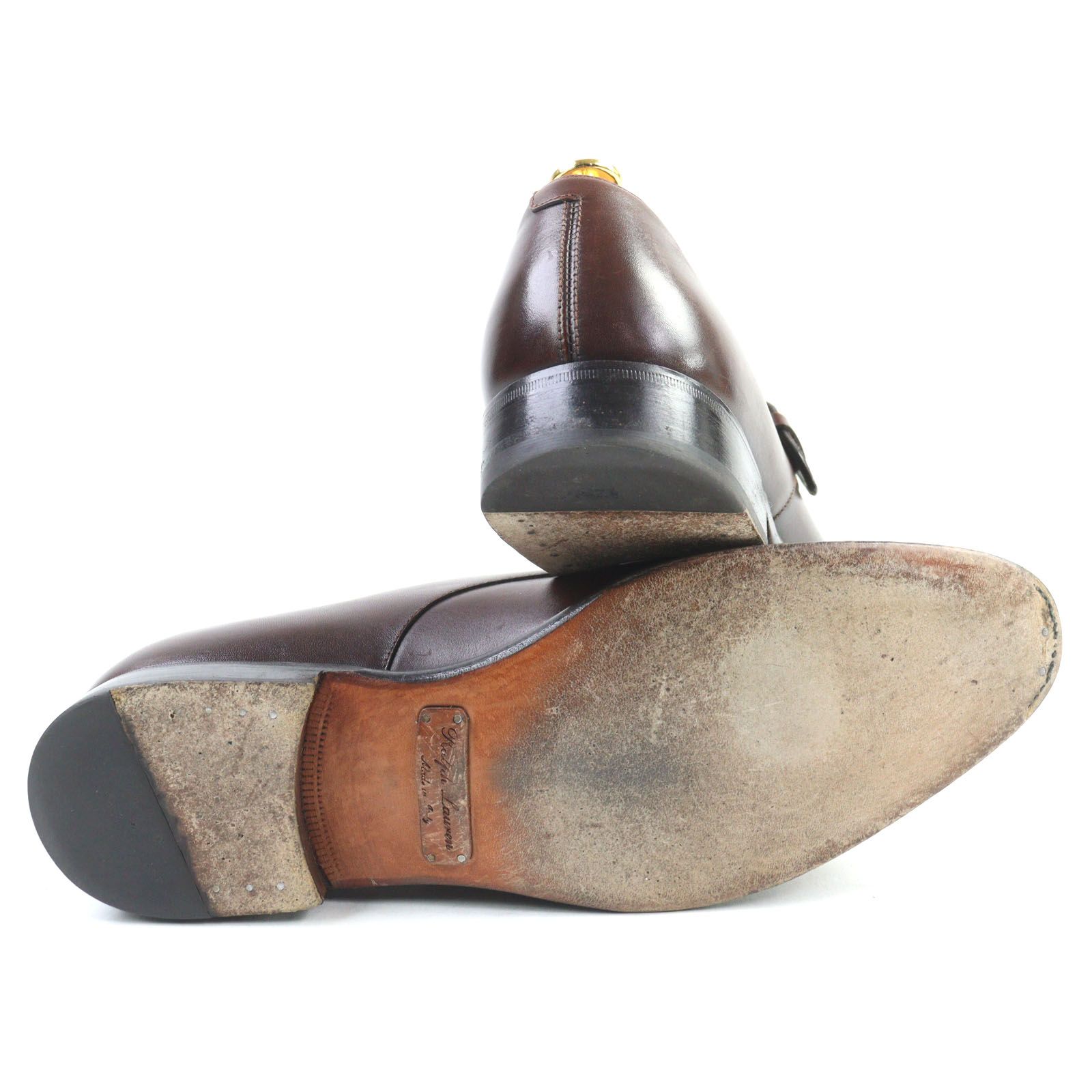 美品】ラルフローレンブラウンレザーブーツ イタリア製 最上位パープル