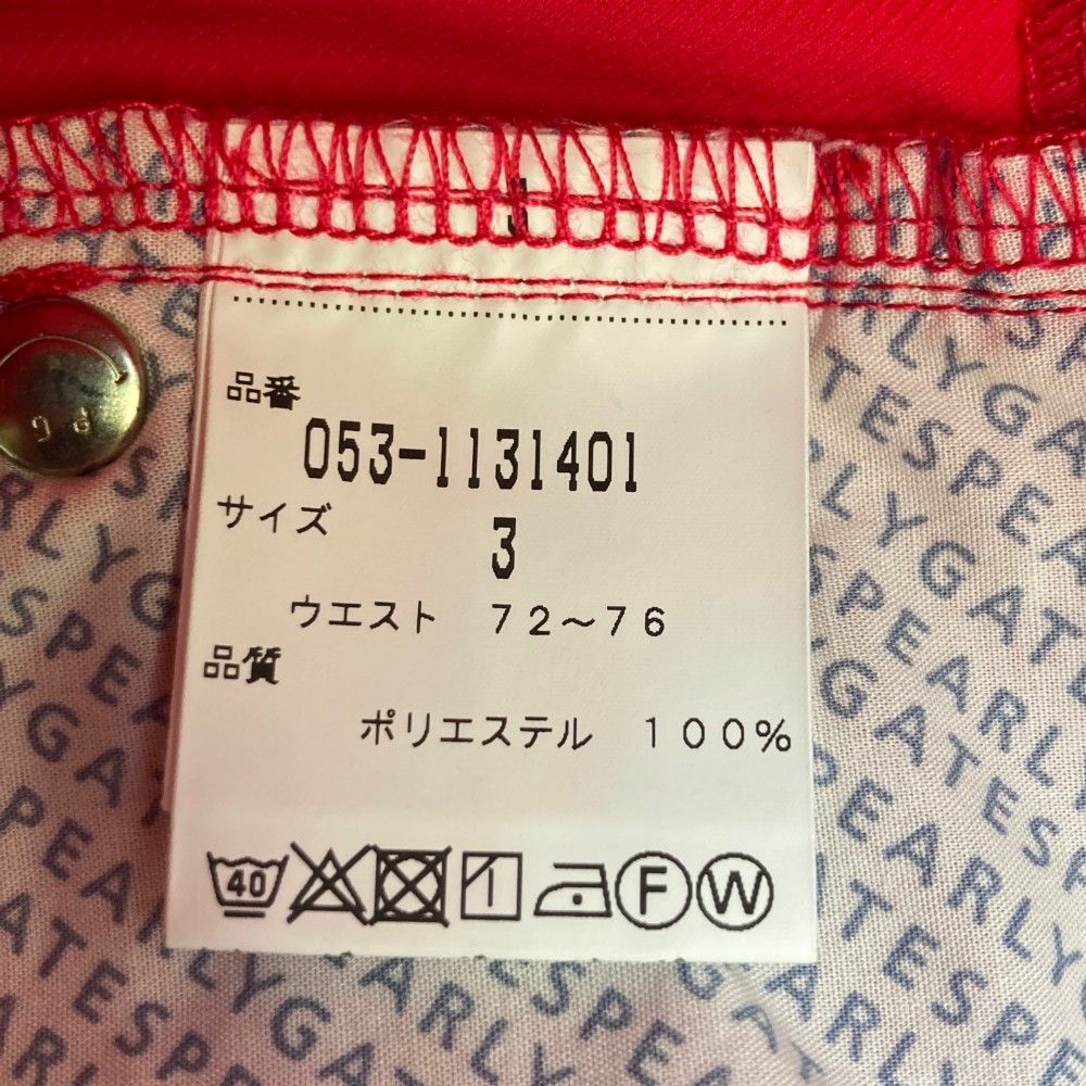 サイズ：3 PEARLY GATES パーリーゲイツ パンツ レッド系