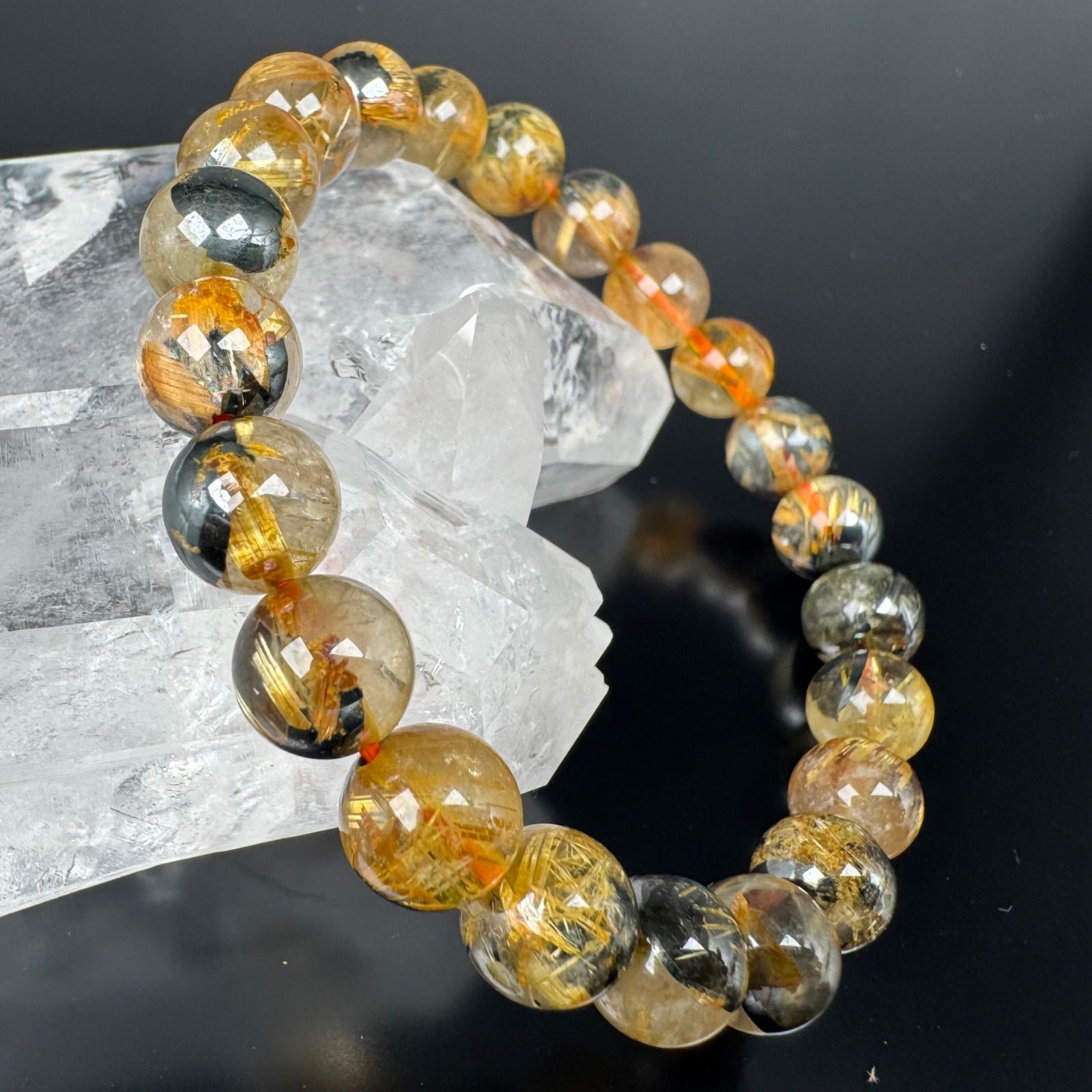 ◇バランス良好タイプ！◇力強い雷神ルチル◇繊細＆タイチンMIX◇母岩