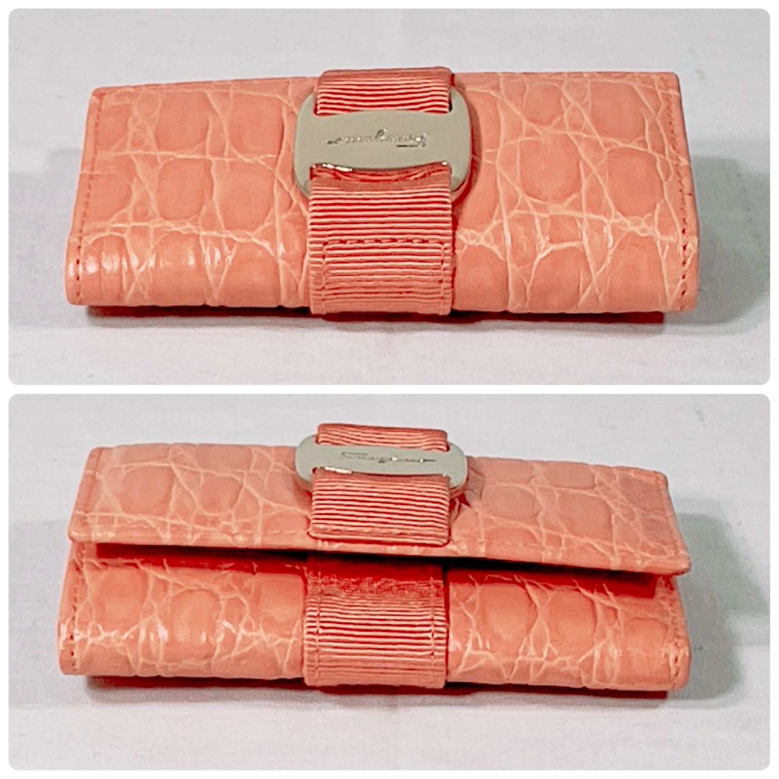 Salvatore Ferragamo フェラガモ キーケース ヴァラリボン クロコ型
