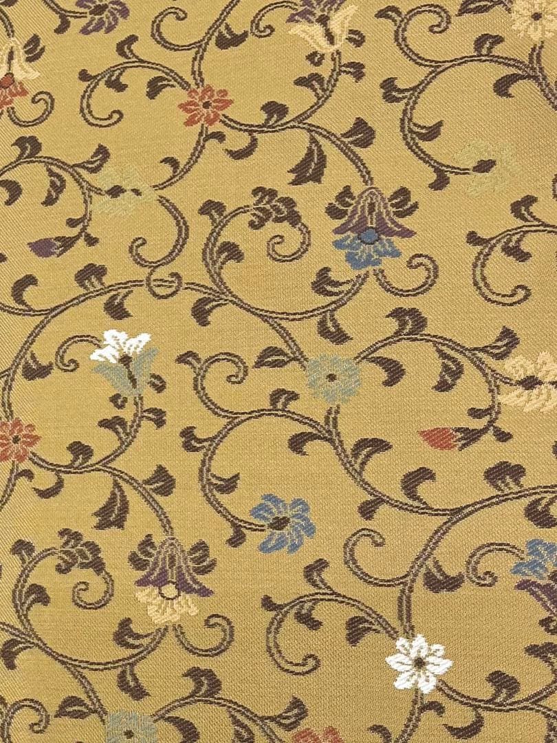 紹巴 全通 九寸名古屋帯 唐花 正絹 Q1179