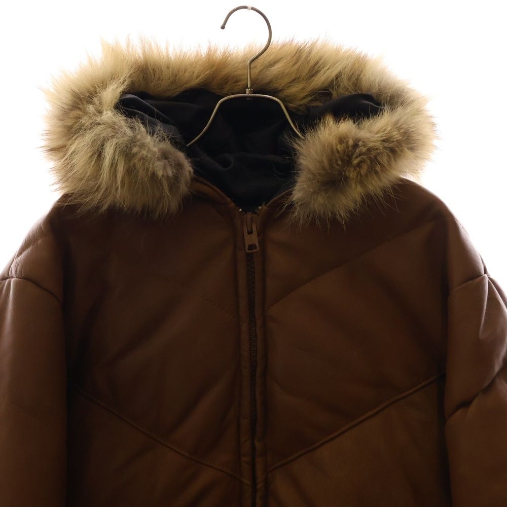 SCHOTT (ショット) ファー付き フーデット レザー ダウンジャケット 