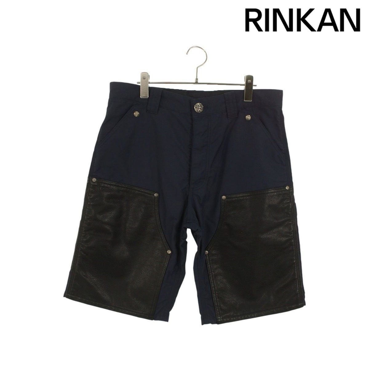 CHROME HEARTS クロムハーツ クロスパッチ ナイロンショーツ 32 クロムハーツ CARPENTER SHORTS クロスパッチ付きレザー切替ナイロン