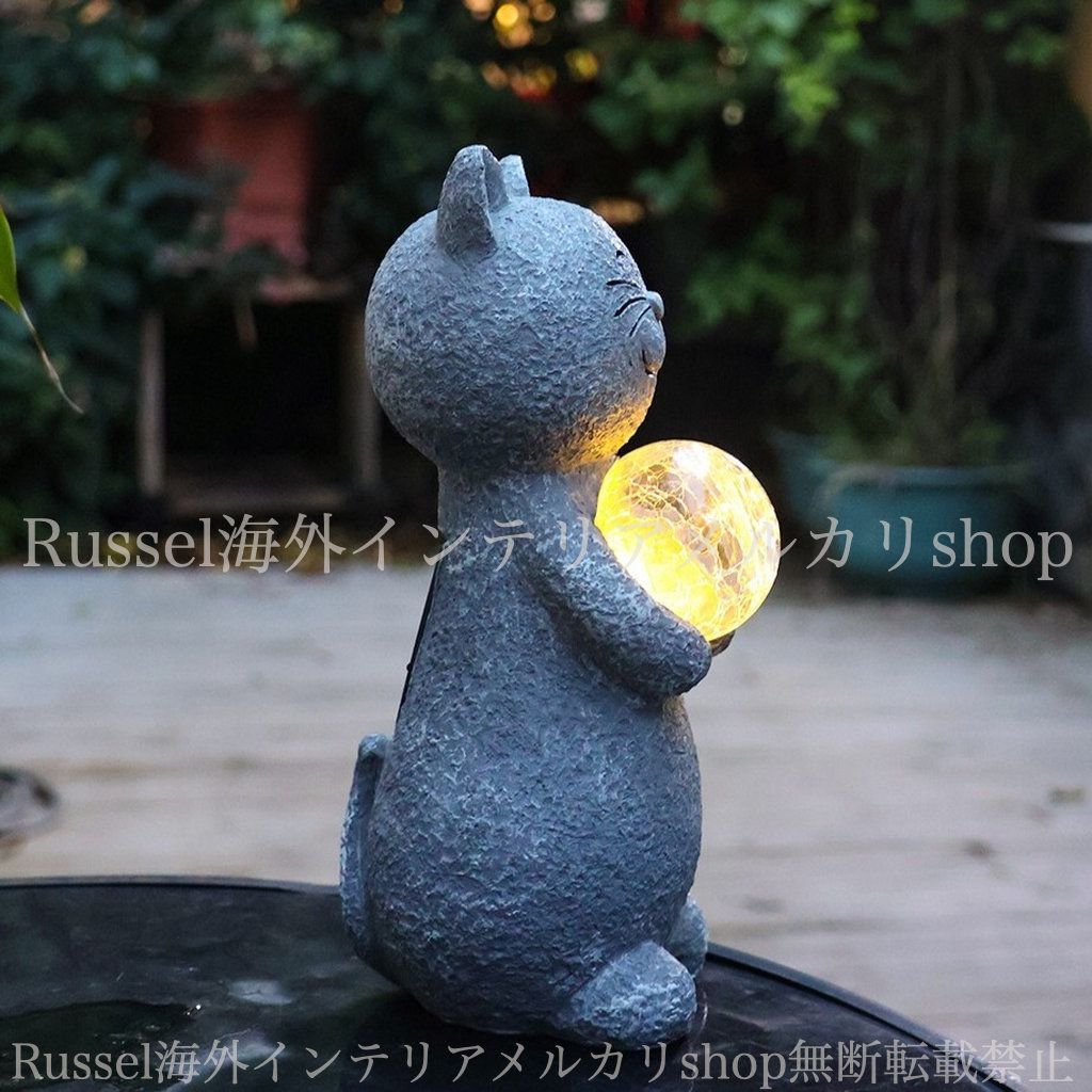 ガーデンライト ねこ ソーラー 太陽光 キャット 樹脂 かわいい