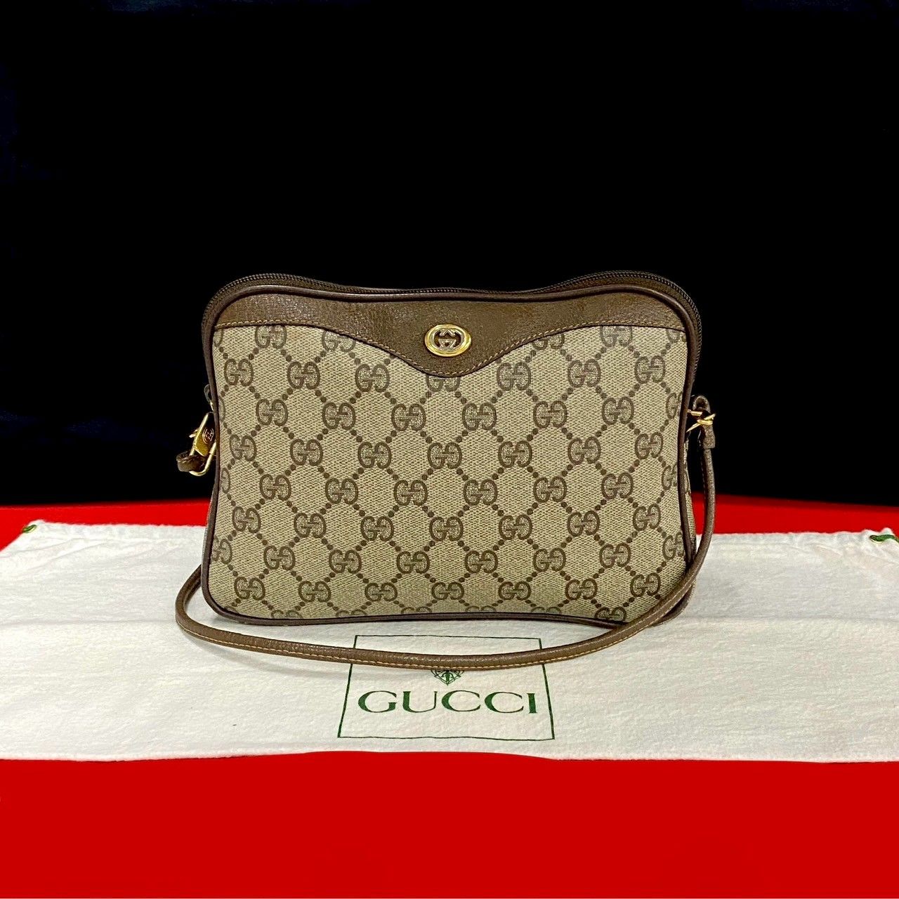 極 美品 GUCCI グッチ オールドグッチ ヴィンテージ GG ロゴ 金具 