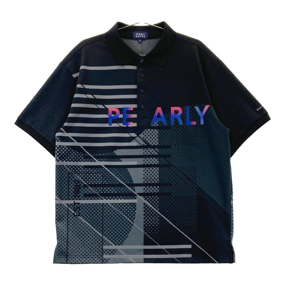 サイズ 6 PEARLY GATES パーリーゲイツ 2025年モデル 半袖ポロシャツ グラデーションロゴ 総柄 ブラック系 240101464490 ゴルフウェア メンズ ストスト