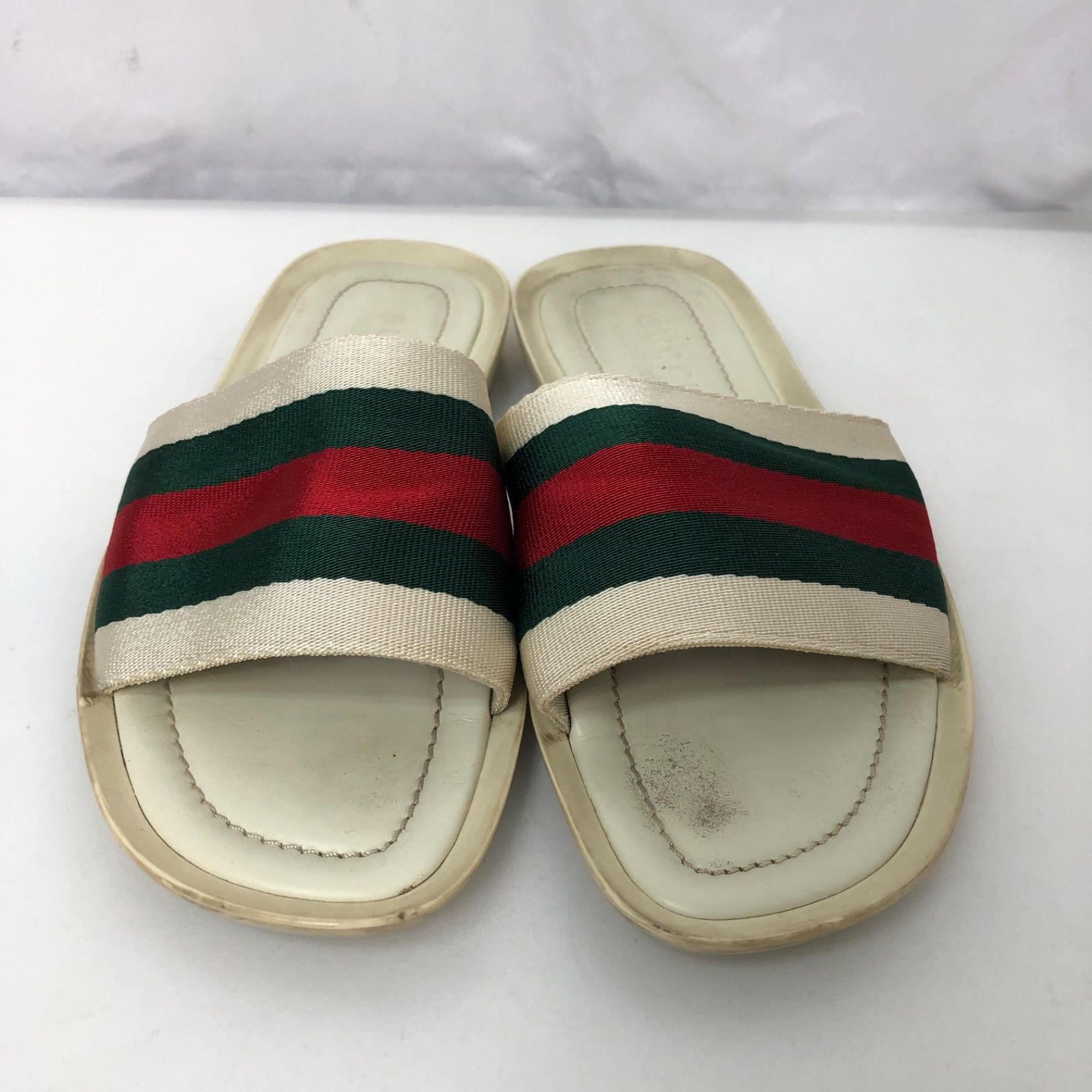 GUCCI サンダル ホワイト×シェリーライン 10-7148 - メルカリ