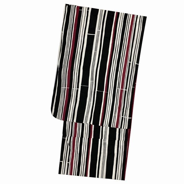 メンズ 浴衣 セット 男性用浴衣 Lサイズ と角帯 雪駄3点セット 腰紐 生成り系 ストライプ