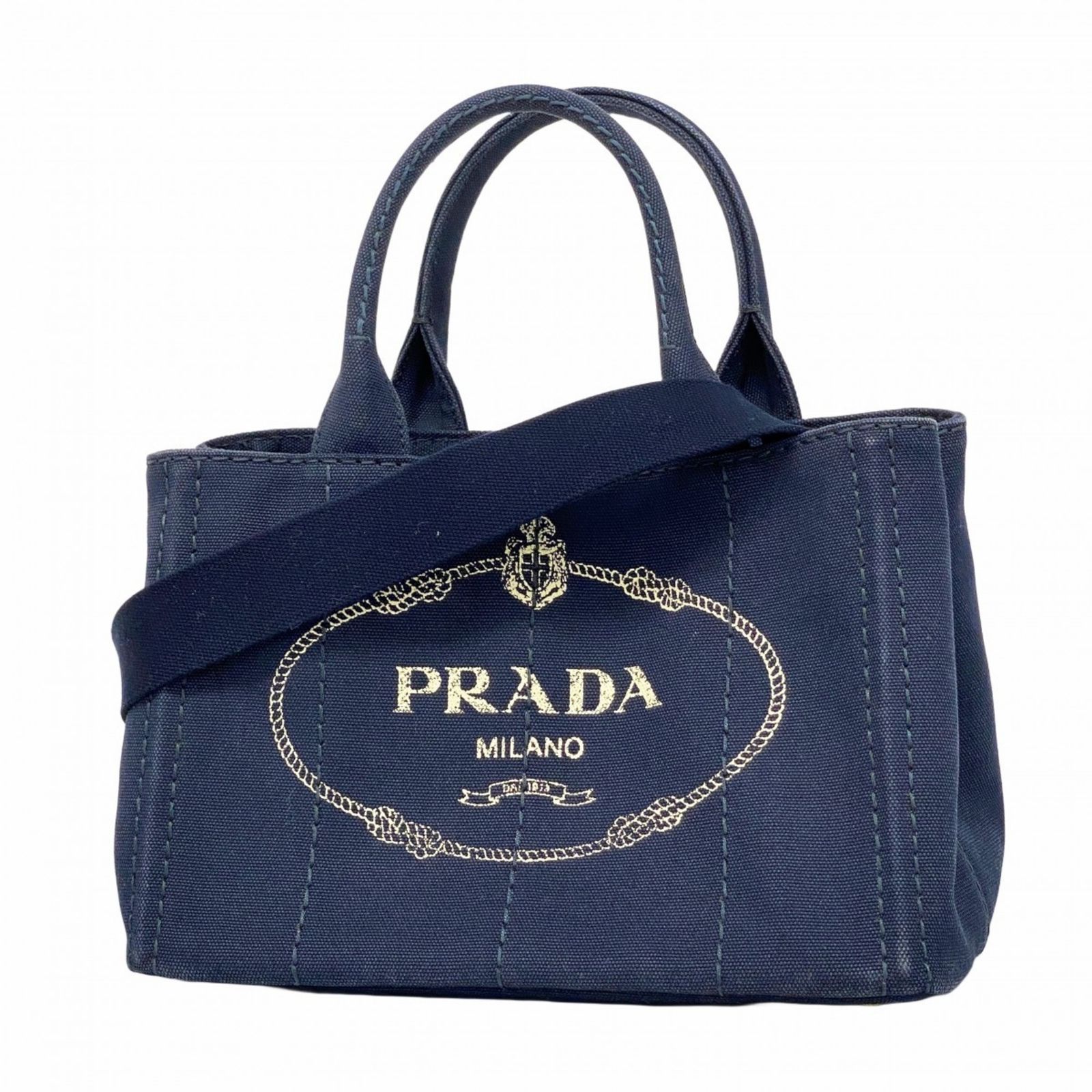 プラダ Prada プラダ トートバッグ カナパ キャンバス ネイビー レディース